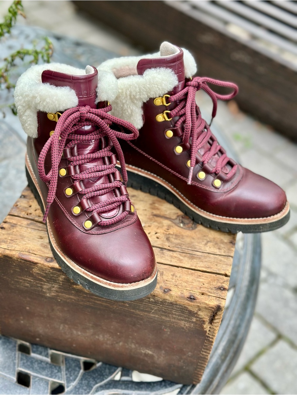 Cole Haan Waterproof Boots Shearling Boots 7B